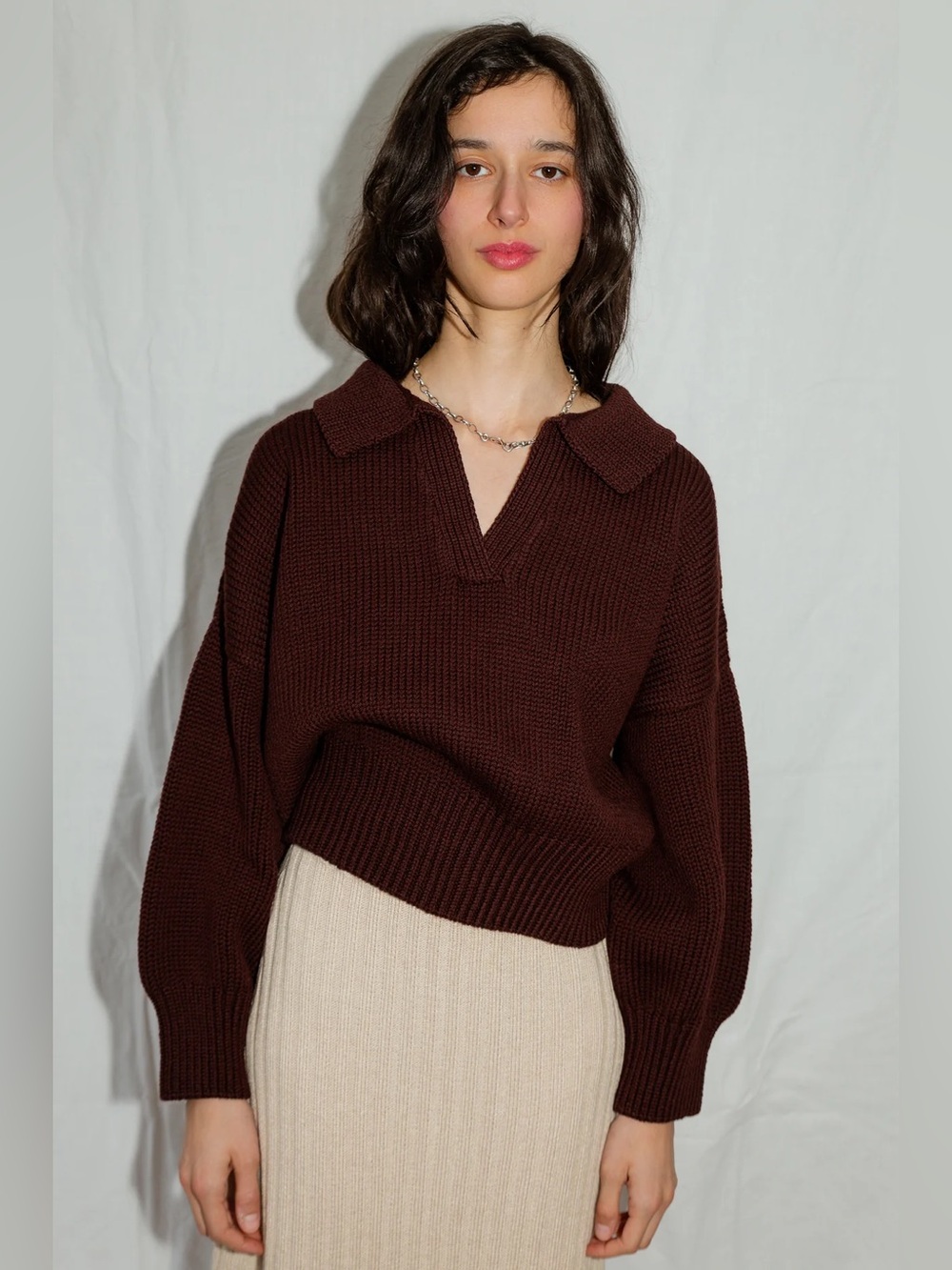 Jaggery London Margo Jumper Sweater Highland Wool Dark Cherry Plum Size 1
